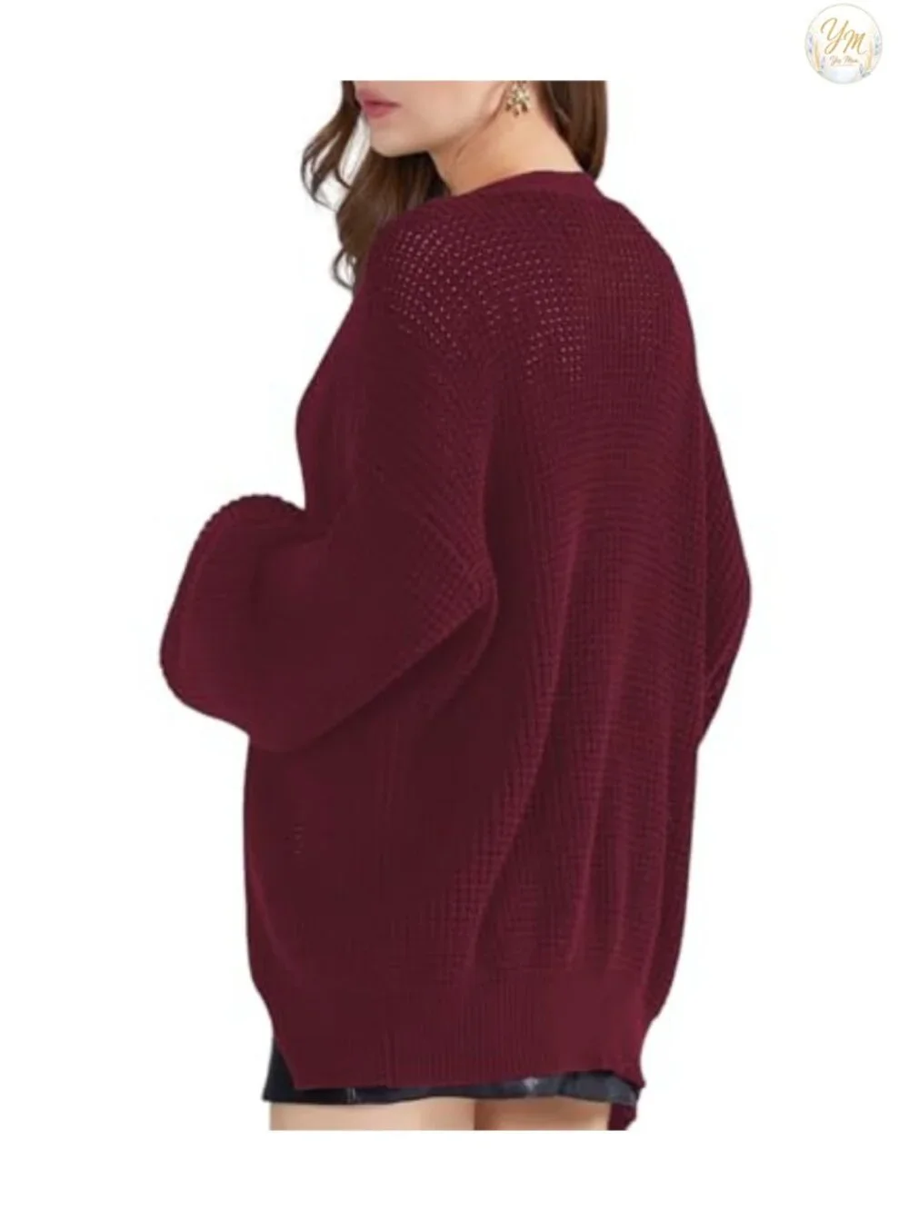 Oversized 100% Cotton Cardigan Sweater Women's Button Down V-Neck